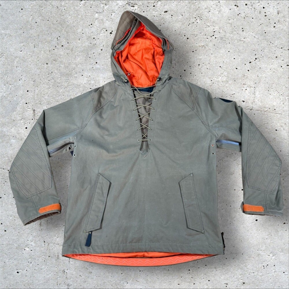 Alps & Meters Patrol Anorak Mens Large Waxed Canvas Ski Jacket Pullover Brown